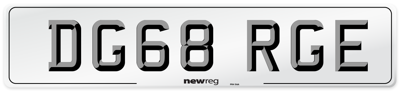 DG68 RGE Front Number Plate