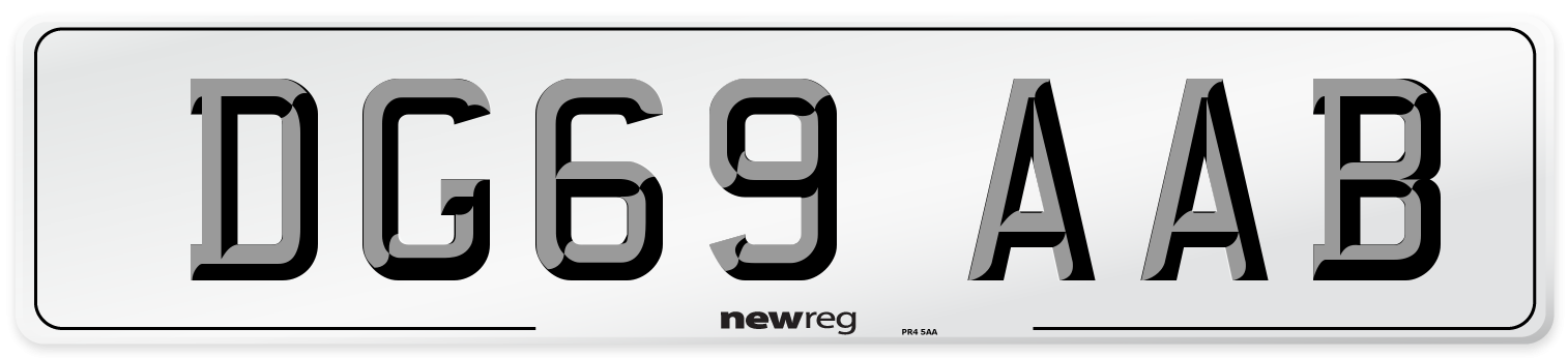 DG69 AAB Front Number Plate