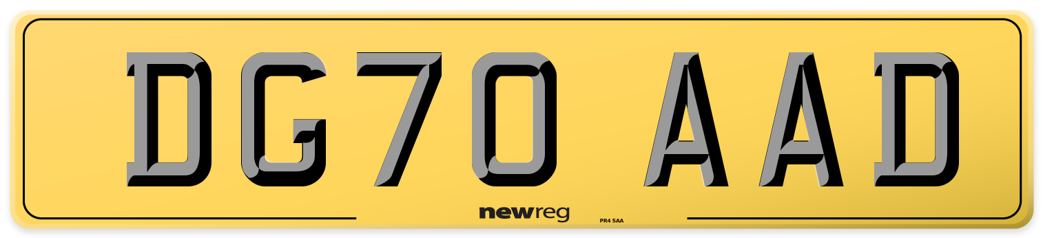 DG70 AAD Rear Number Plate