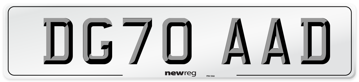 DG70 AAD Front Number Plate