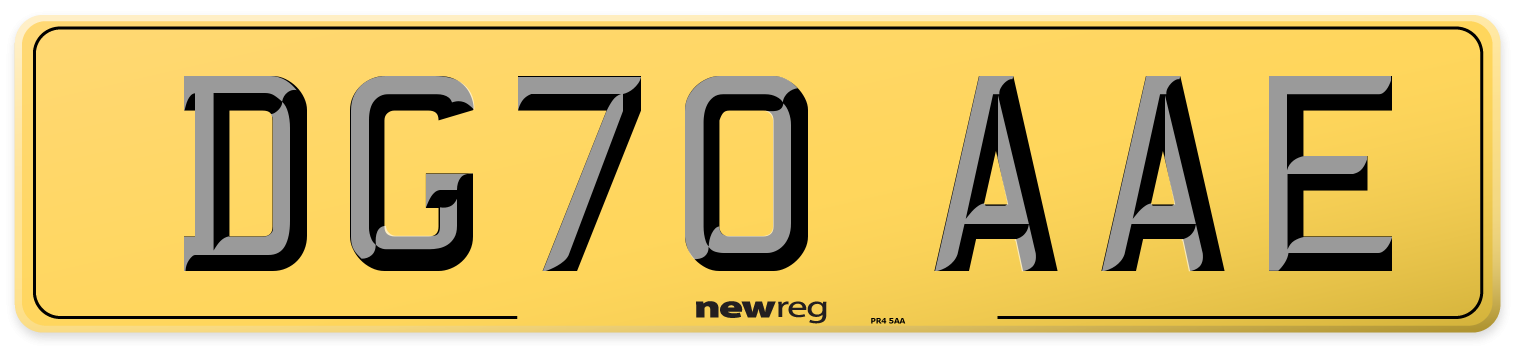 DG70 AAE Rear Number Plate