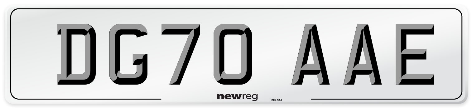 DG70 AAE Front Number Plate
