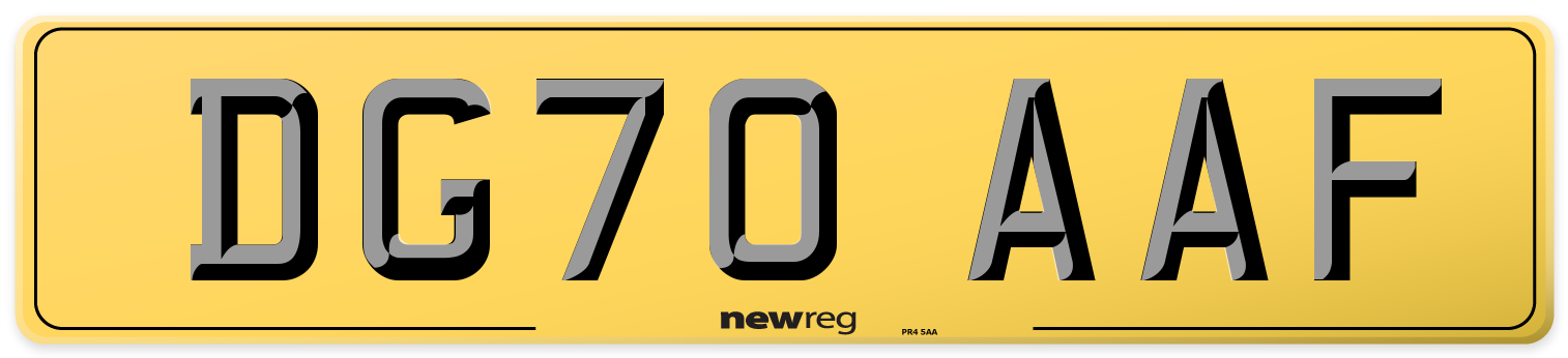 DG70 AAF Rear Number Plate