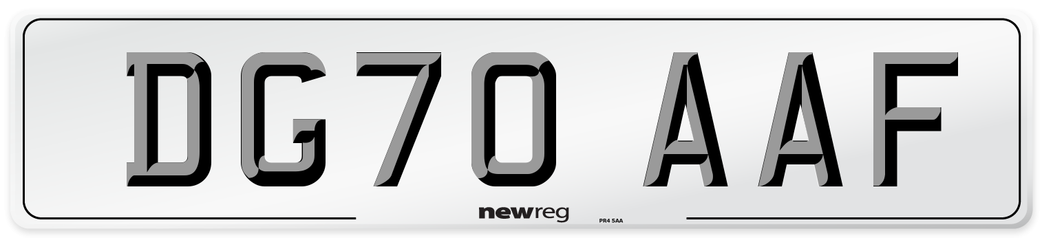 DG70 AAF Front Number Plate