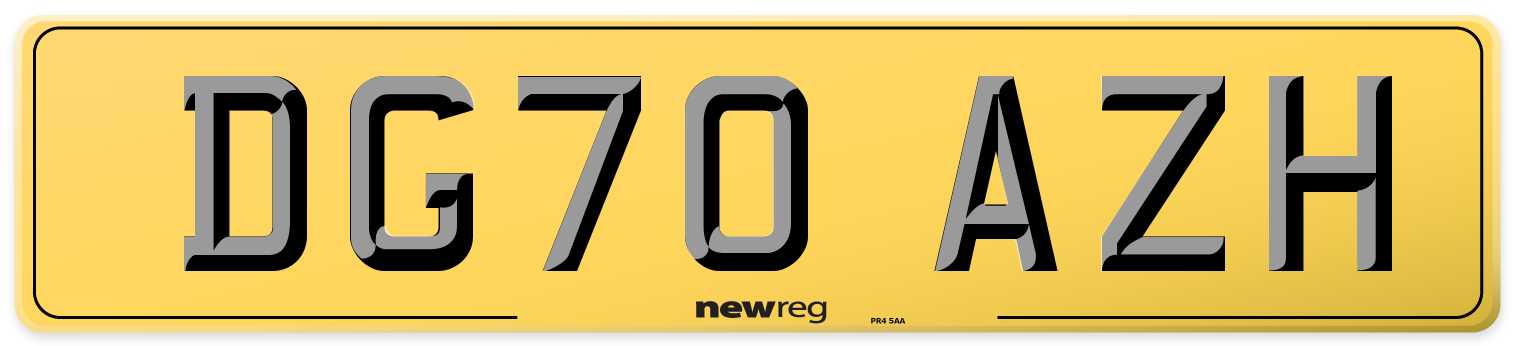 DG70 AZH Rear Number Plate