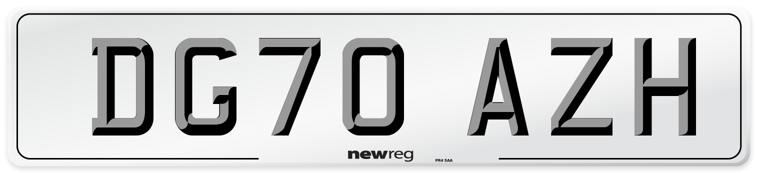 DG70 AZH Front Number Plate