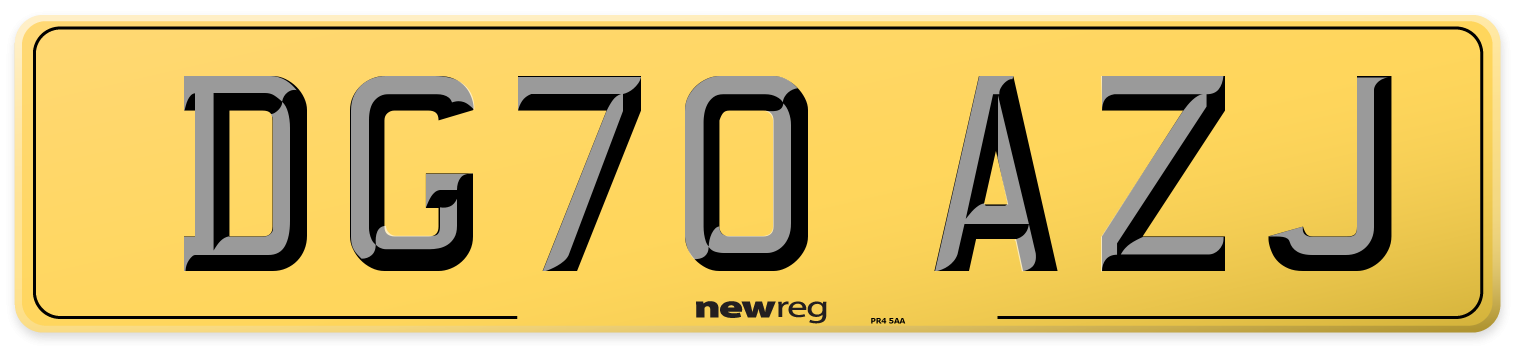 DG70 AZJ Rear Number Plate