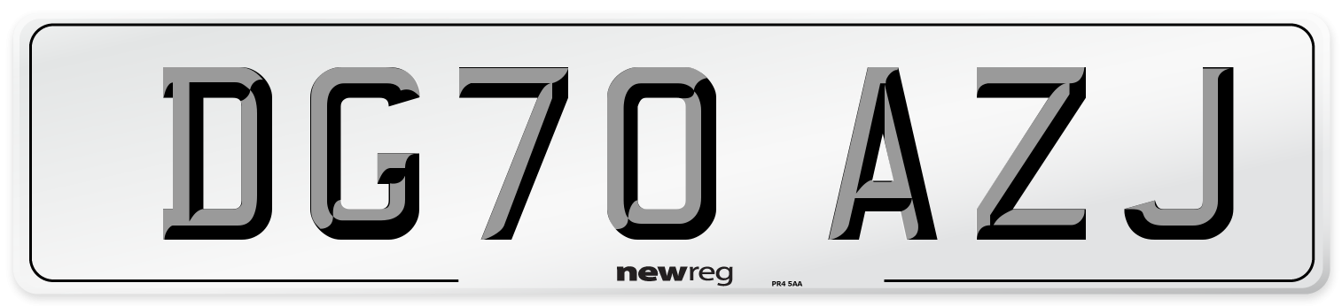 DG70 AZJ Front Number Plate