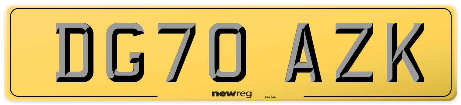 DG70 AZK Rear Number Plate
