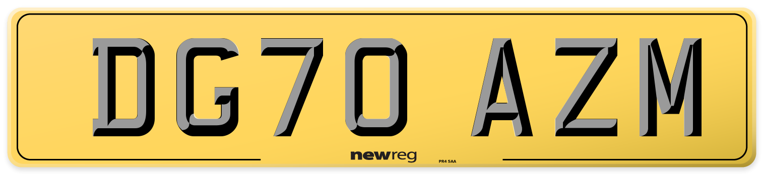 DG70 AZM Rear Number Plate