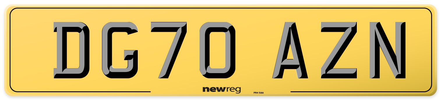 DG70 AZN Rear Number Plate