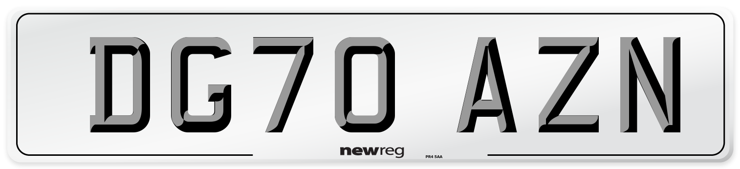 DG70 AZN Front Number Plate