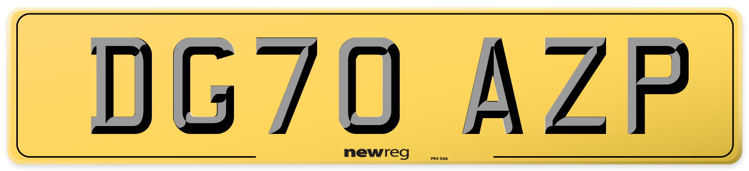 DG70 AZP Rear Number Plate