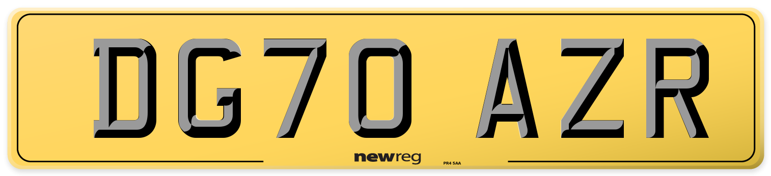 DG70 AZR Rear Number Plate