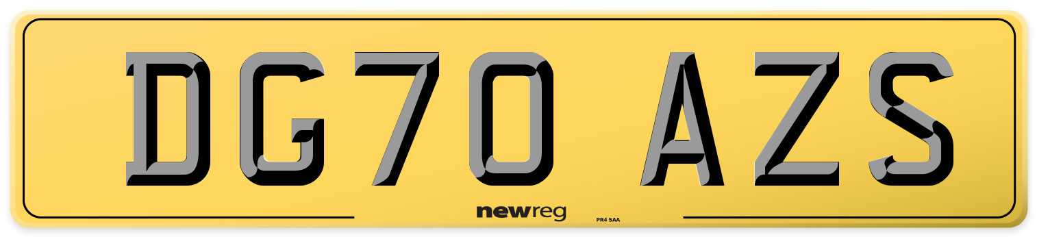 DG70 AZS Rear Number Plate