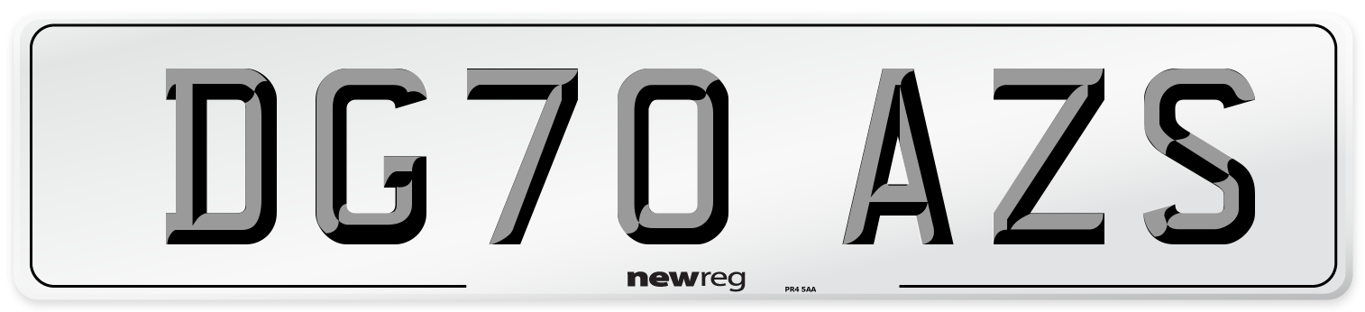 DG70 AZS Front Number Plate