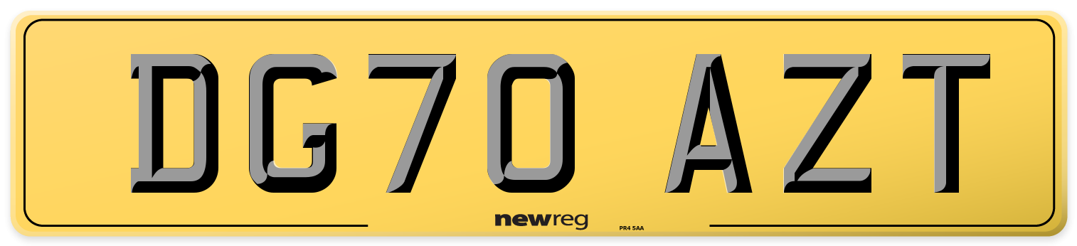 DG70 AZT Rear Number Plate