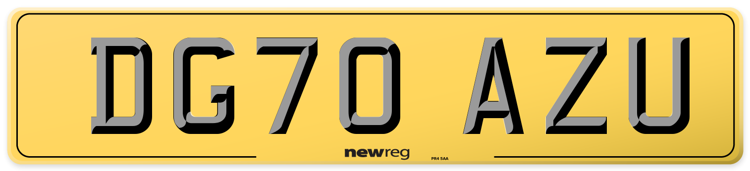 DG70 AZU Rear Number Plate
