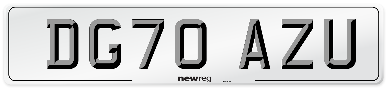 DG70 AZU Front Number Plate