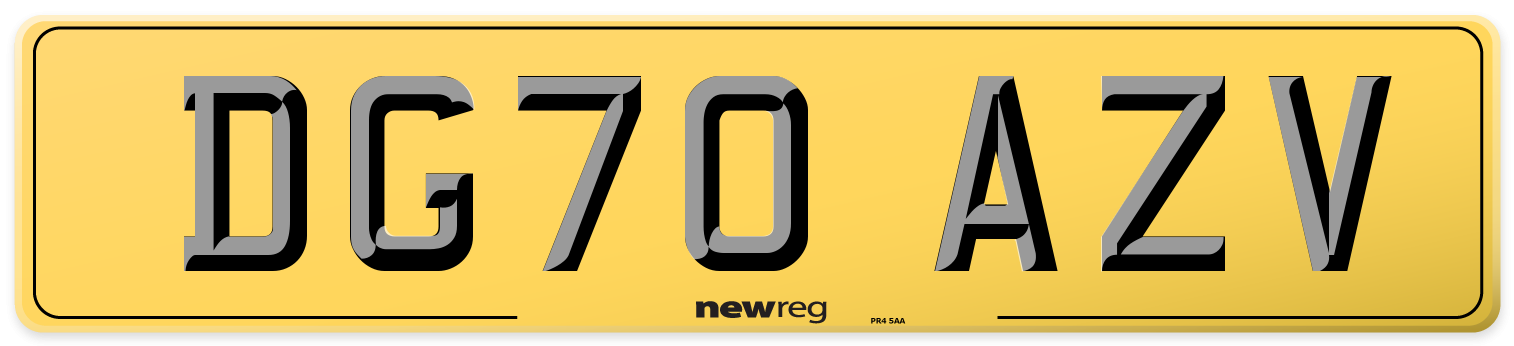 DG70 AZV Rear Number Plate