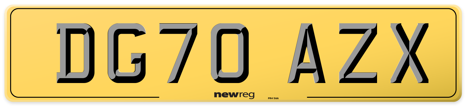 DG70 AZX Rear Number Plate