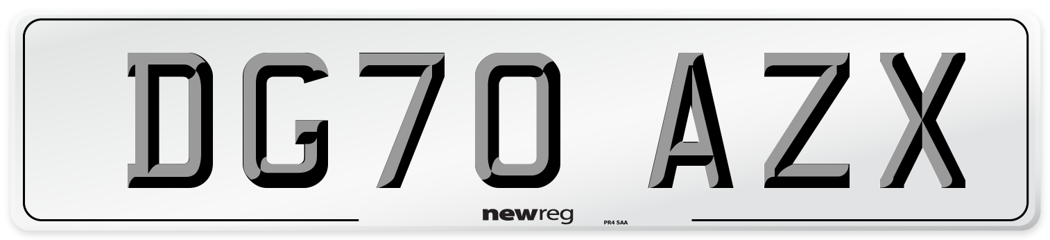 DG70 AZX Front Number Plate
