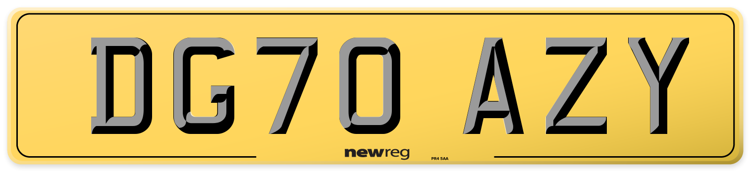 DG70 AZY Rear Number Plate