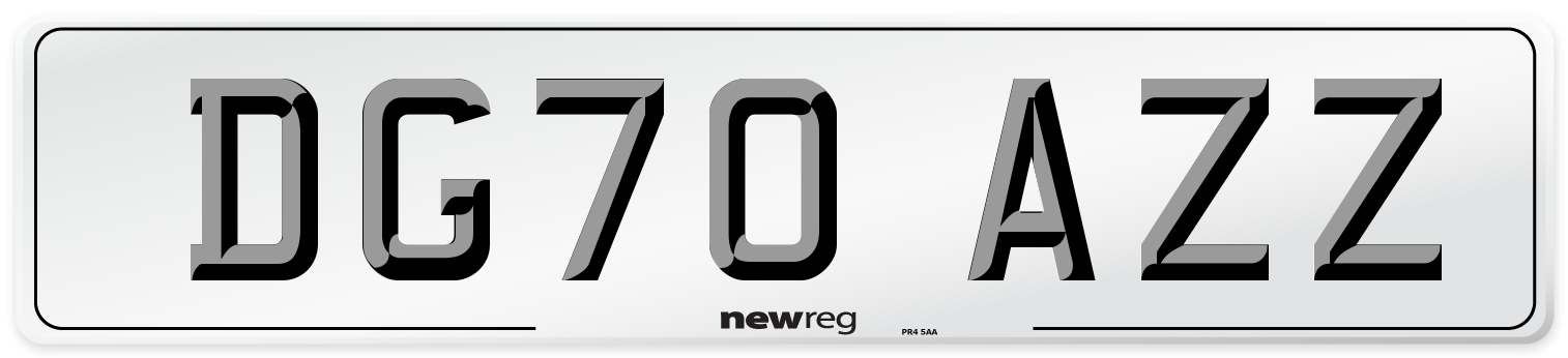 DG70 AZZ Front Number Plate