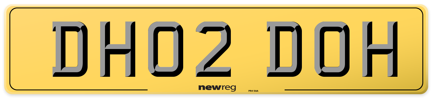 DH02 DOH Rear Number Plate