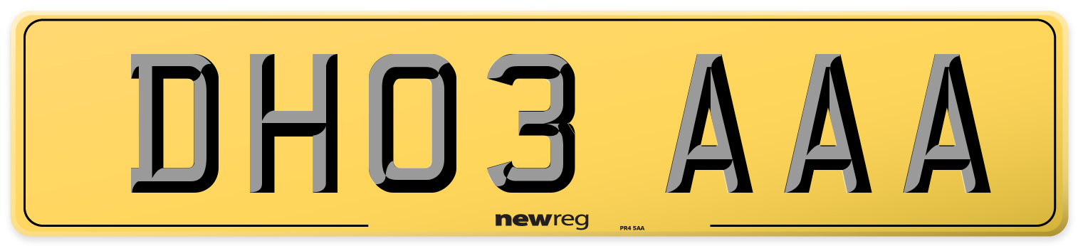 DH03 AAA Rear Number Plate