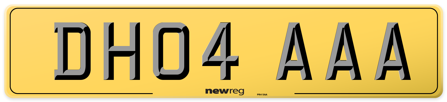 DH04 AAA Rear Number Plate