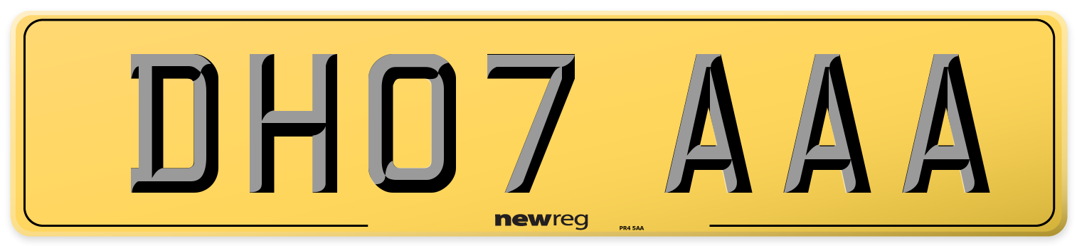 DH07 AAA Rear Number Plate