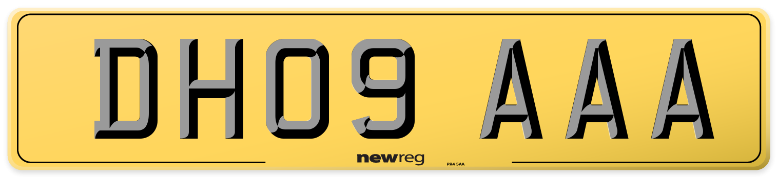 DH09 AAA Rear Number Plate