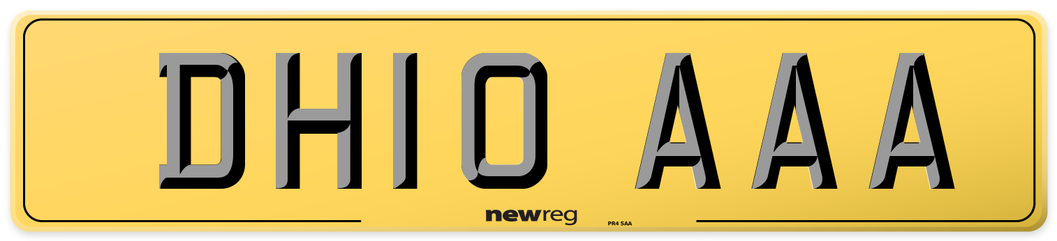 DH10 AAA Rear Number Plate