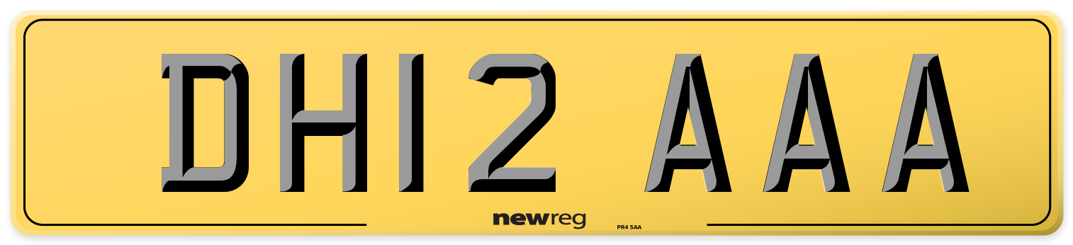 DH12 AAA Rear Number Plate