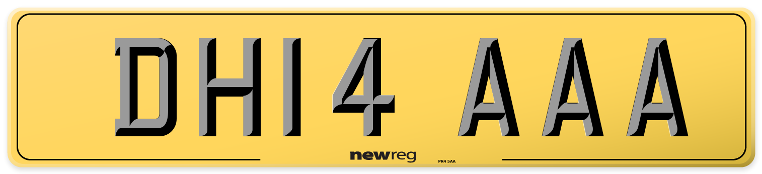 DH14 AAA Rear Number Plate