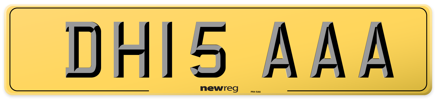 DH15 AAA Rear Number Plate