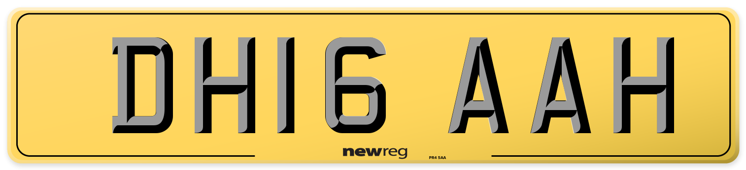 DH16 AAH Rear Number Plate
