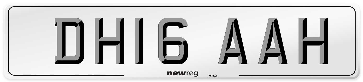 DH16 AAH Front Number Plate