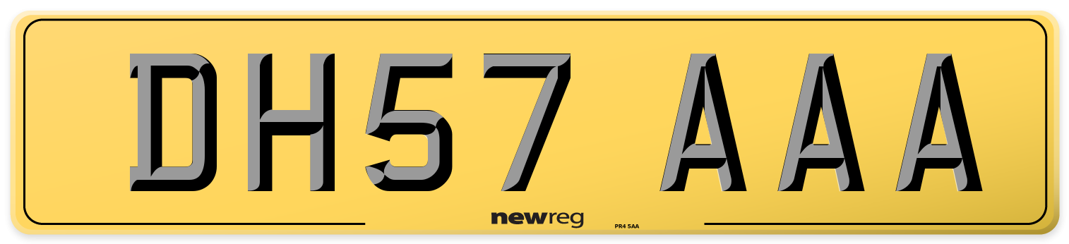 DH57 AAA Rear Number Plate
