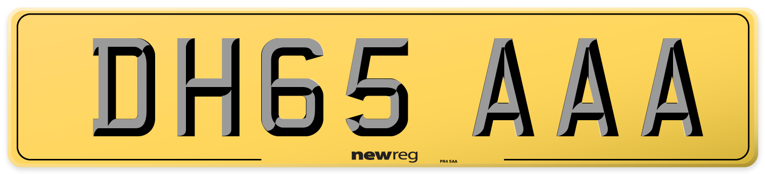 DH65 AAA Rear Number Plate