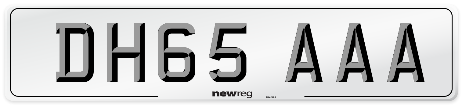 DH65 AAA Front Number Plate