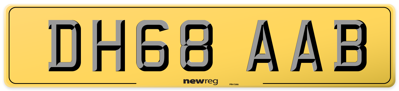 DH68 AAB Rear Number Plate