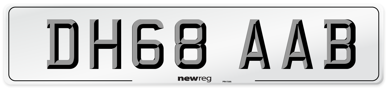DH68 AAB Front Number Plate