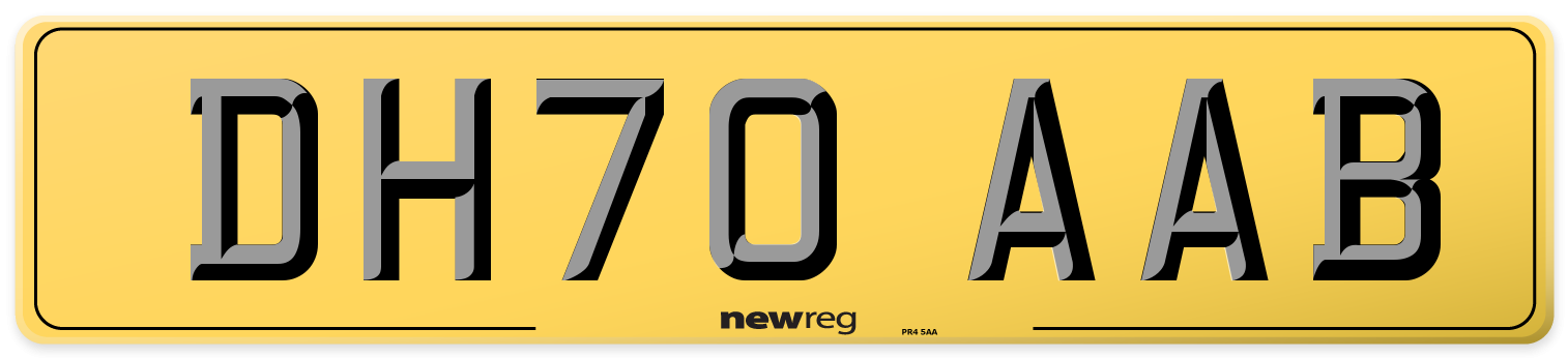 DH70 AAB Rear Number Plate
