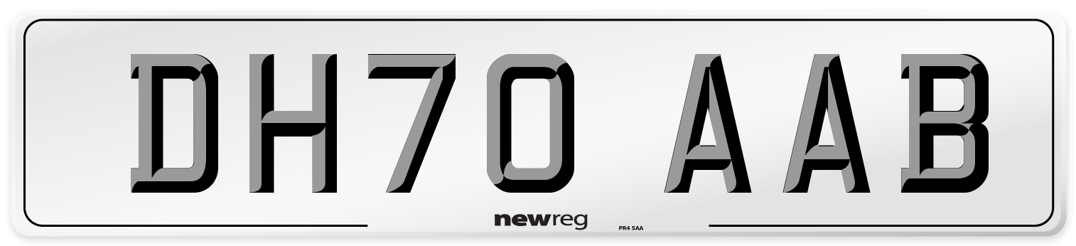 DH70 AAB Front Number Plate