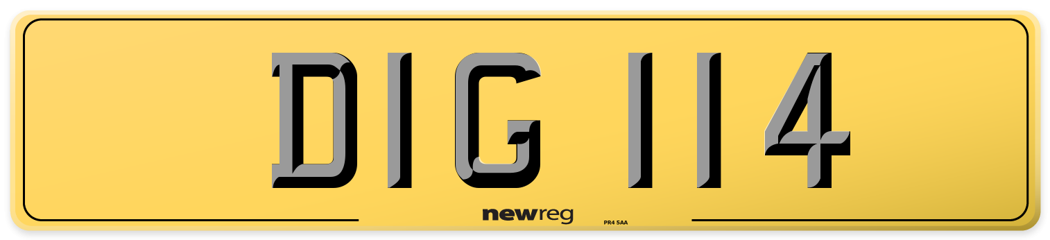 DIG 114 Rear Number Plate
