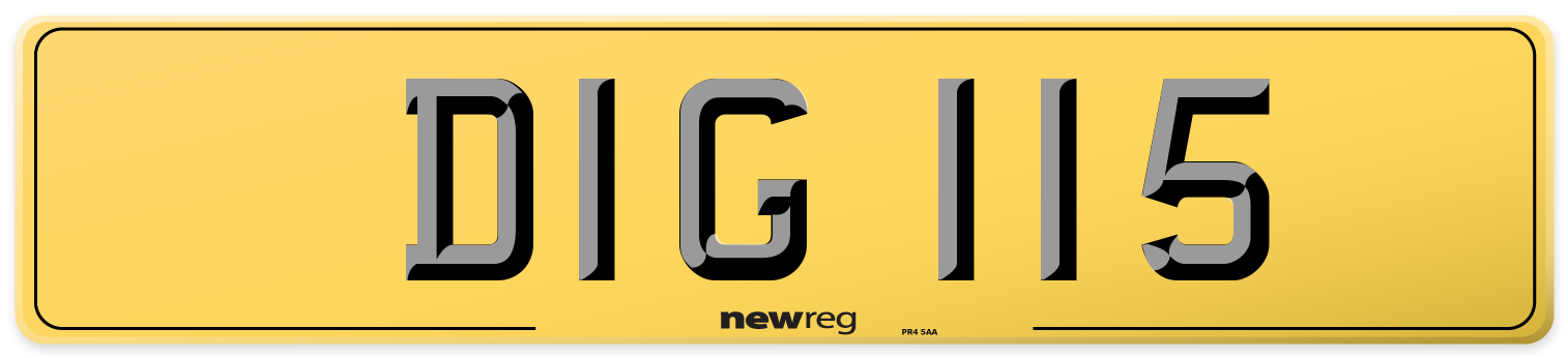 DIG 115 Rear Number Plate