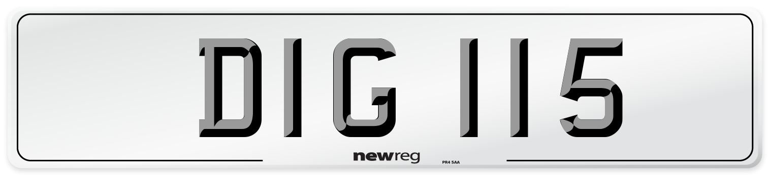 DIG 115 Front Number Plate