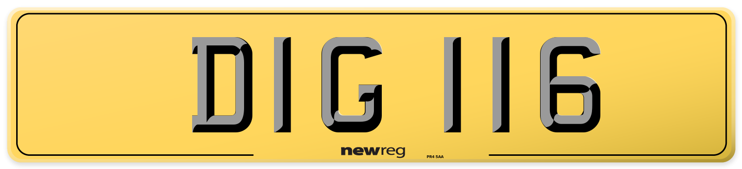 DIG 116 Rear Number Plate